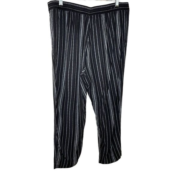 Jessica Simpson Pants Lightweight Black White Striped Elastic Waist Size L - Picture 8 of 12